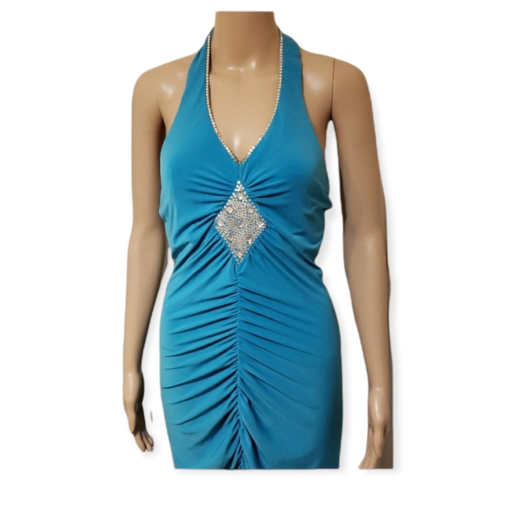 NWT| Nox Fashion {TURQUOISE RHINESTONE GOWN}